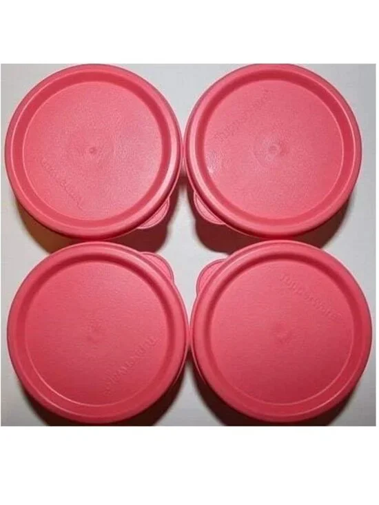 Tupperware Snack Cups 4x 4oz White Containers w/ Red Seals OR Sheer w/Pink Seals - Picture 5 of 12